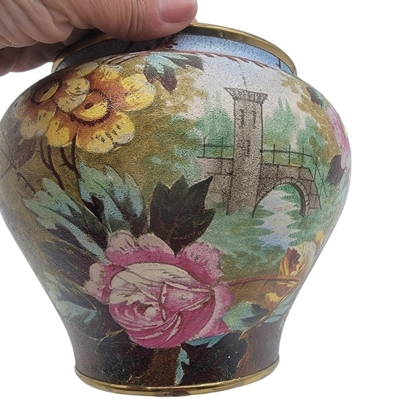 Franz Anton Mehlem Tapestry Vase, 1890s Bonn at Steingutfabrik - Picture 1 of 12